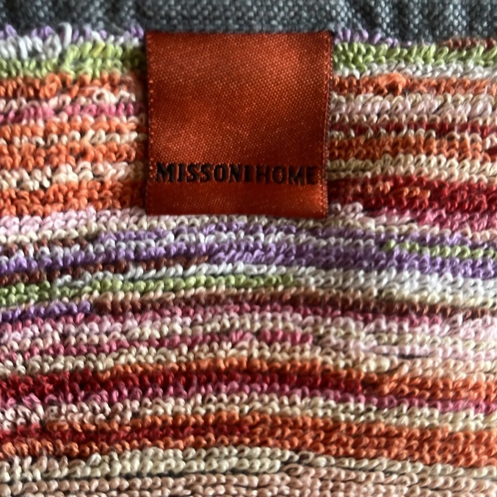 MISSONI Multi-Colored Stripped Hand & Bath Towels with Fringe / Set of 2…